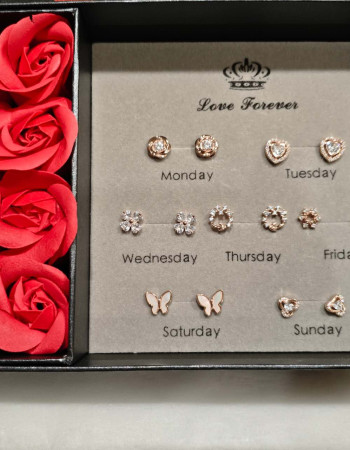 7-Day Love & Roses Earring Set-rose gold earstuds